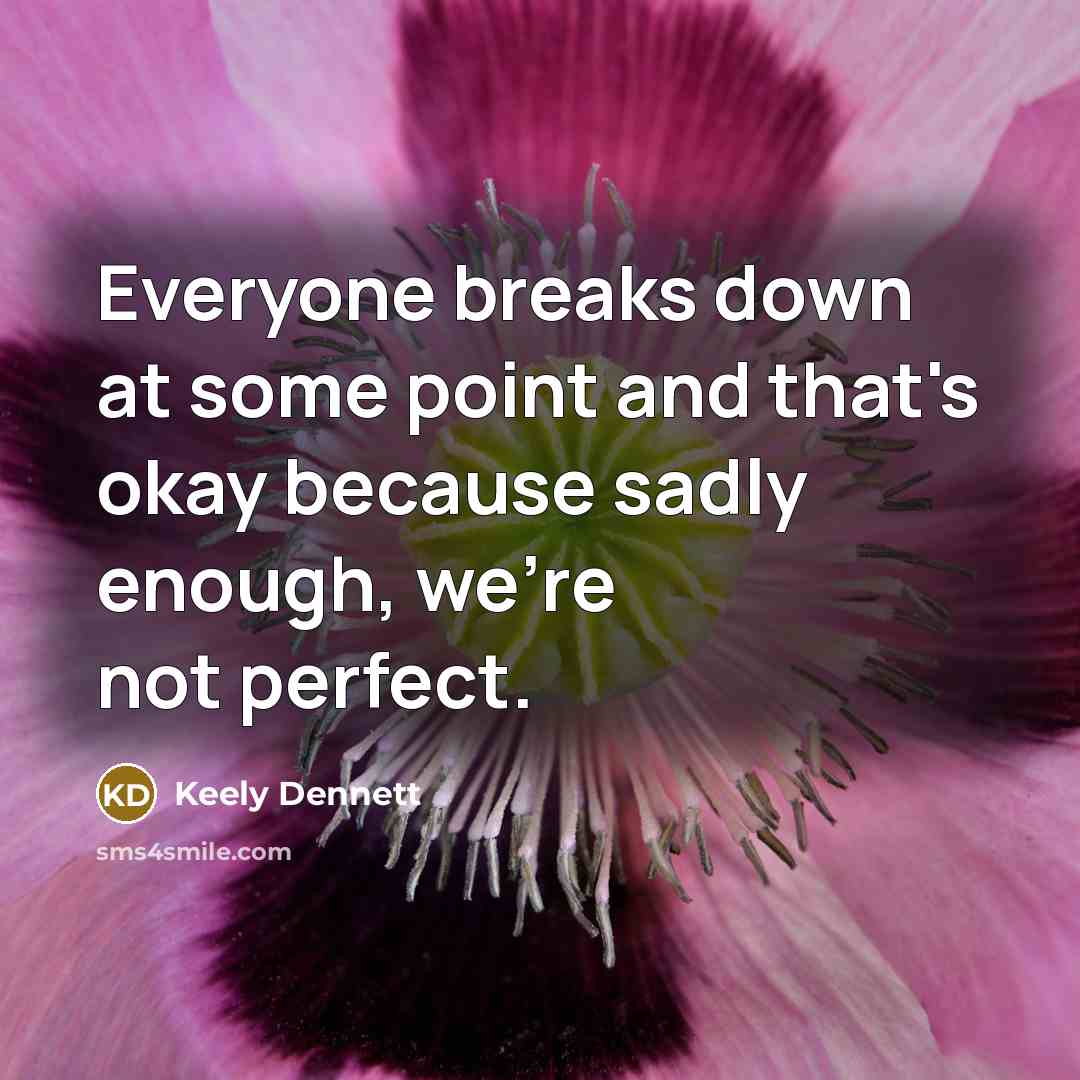 “Everyone breaks down at some point and that's okay because sadly enough, we're not perfect.” quote by Keely Dennett