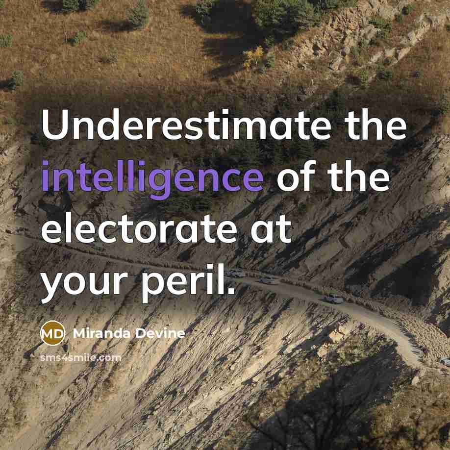 “Underestimate the intelligence of the electorate at your peril.” quote by Miranda Devine