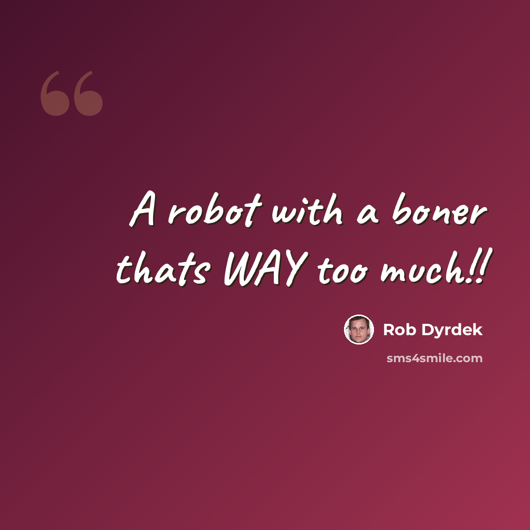 “A robot with a boner thats WAY too much!!” quote by Rob Dyrdek