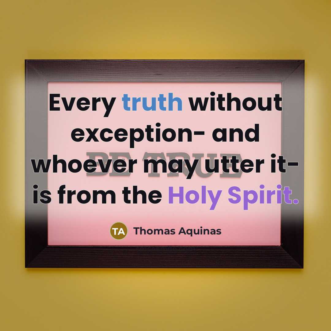 “Every truth without exception- and whoever may utter it- is from the Holy Spirit.” quote by Thomas Aquinas