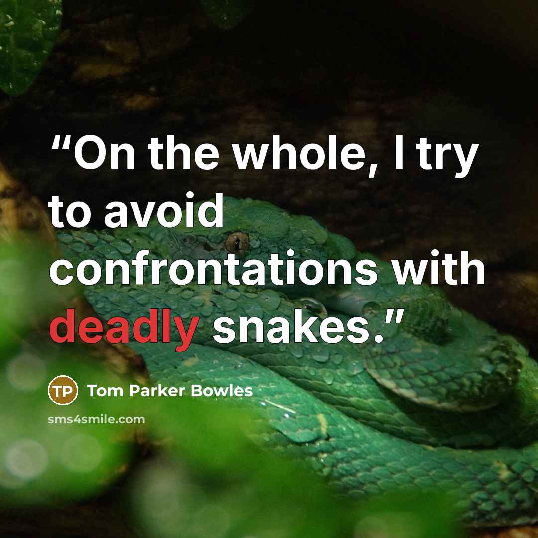 “On the whole, I try to avoid confrontations with deadly snakes.” quote by Tom Parker Bowles