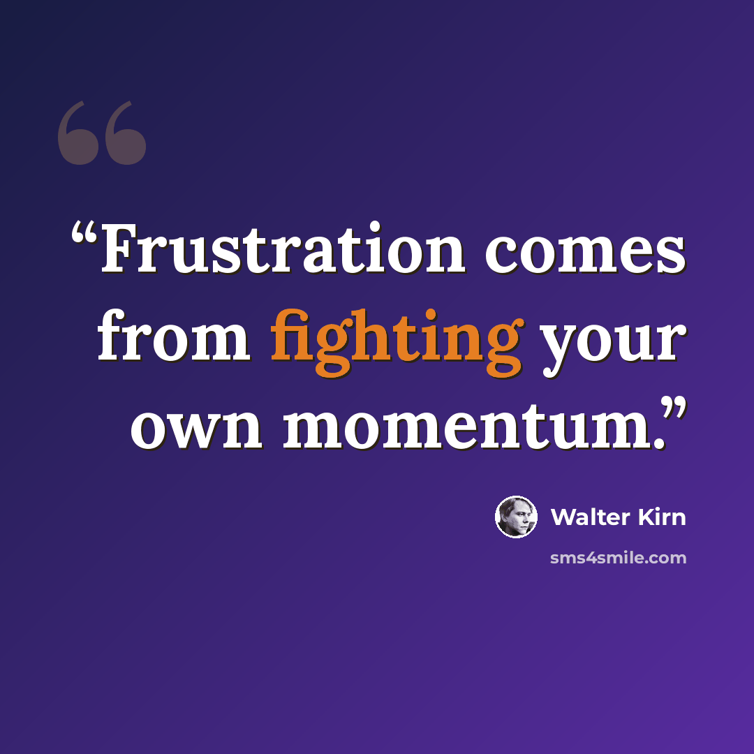 “Frustration comes from fighting your own momentum.” quote by Walter Kirn