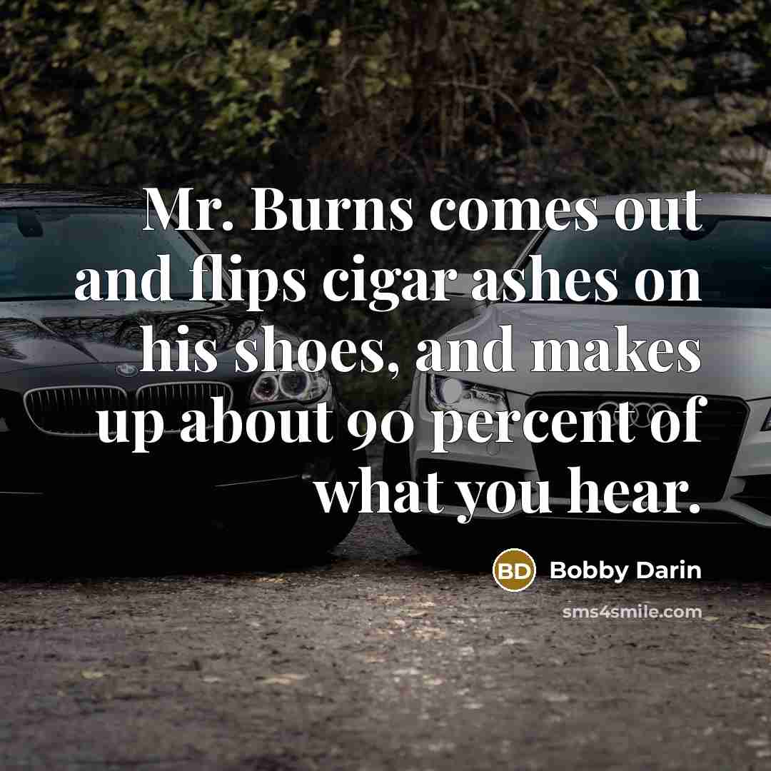 “Mr. Burns comes out and flips cigar ashes on his shoes, and makes up about 90 percent of what you hear.” quote by Bobby Darin