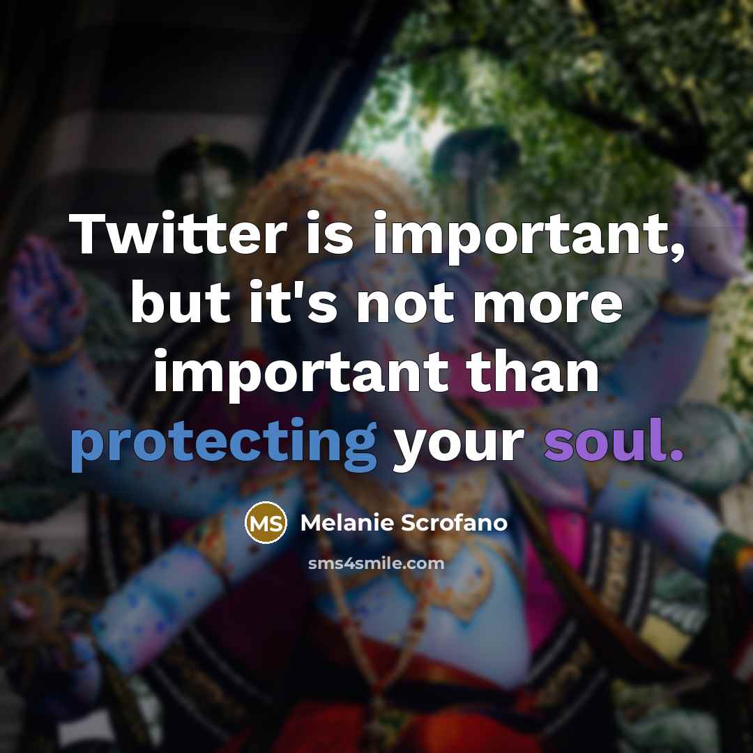 “Twitter is important, but it's not more important than protecting your soul.” quote by Melanie Scrofano