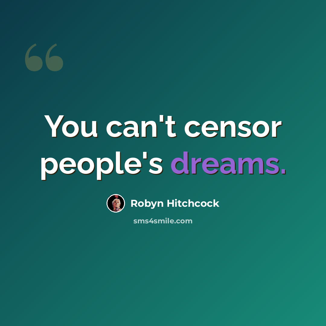 “You can't censor people's dreams.” quote by Robyn Hitchcock
