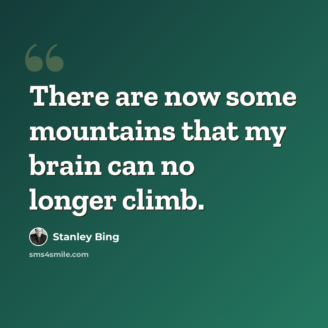 “There are now some mountains that my brain can no longer climb.” quote by Stanley Bing