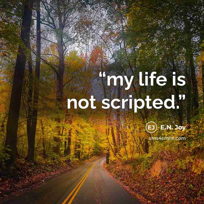 “my life is not scripted.” quote by E.N. Joy