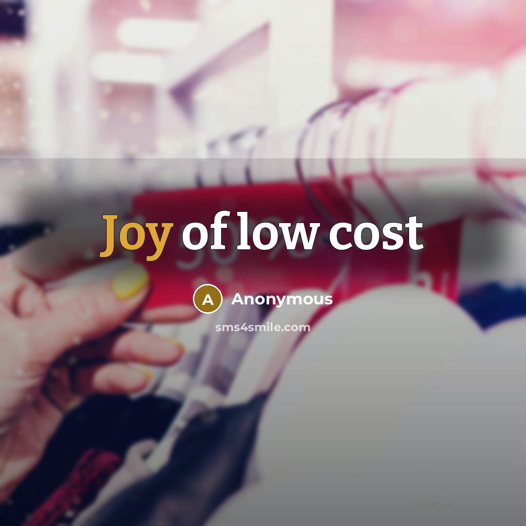 “Joy of low cost” quote by Anonymous