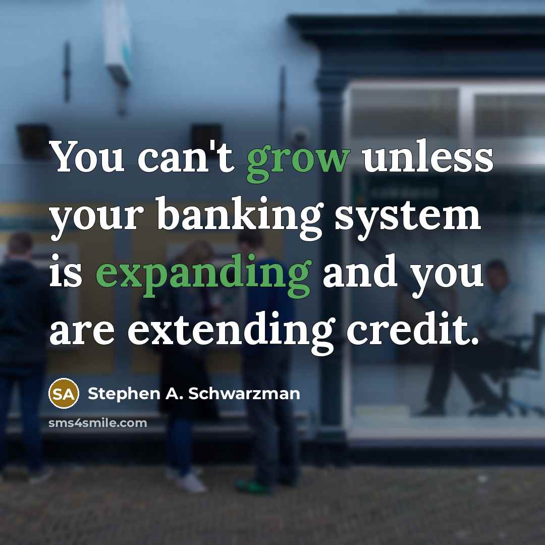 “You can't grow unless your banking system is expanding and you are extending credit.” quote by Stephen A. Schwarzman