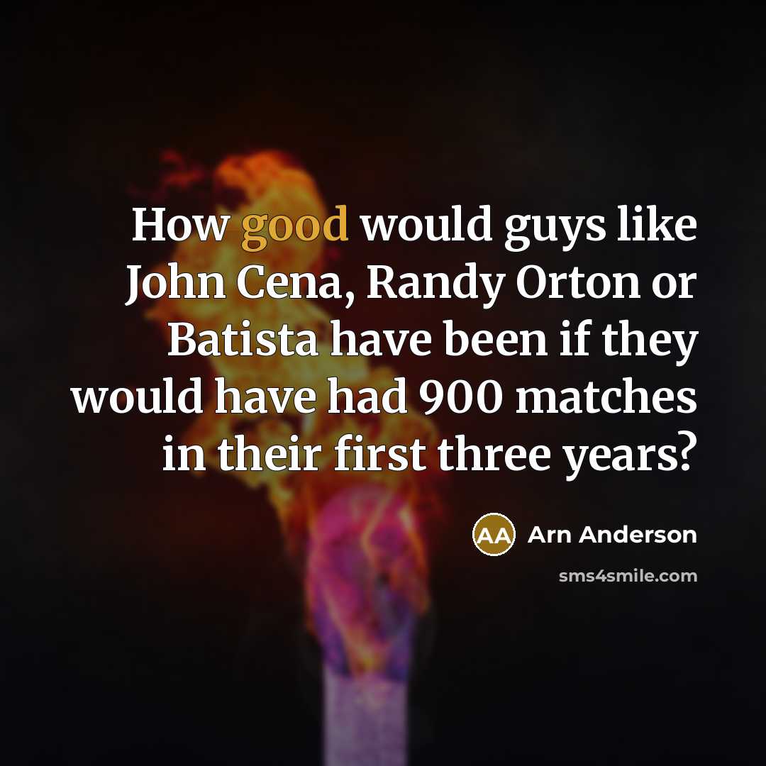 “How good would guys like John Cena, Randy Orton or Batista have been if they would have had 900 matches in their first three years?” quote by Arn Anderson