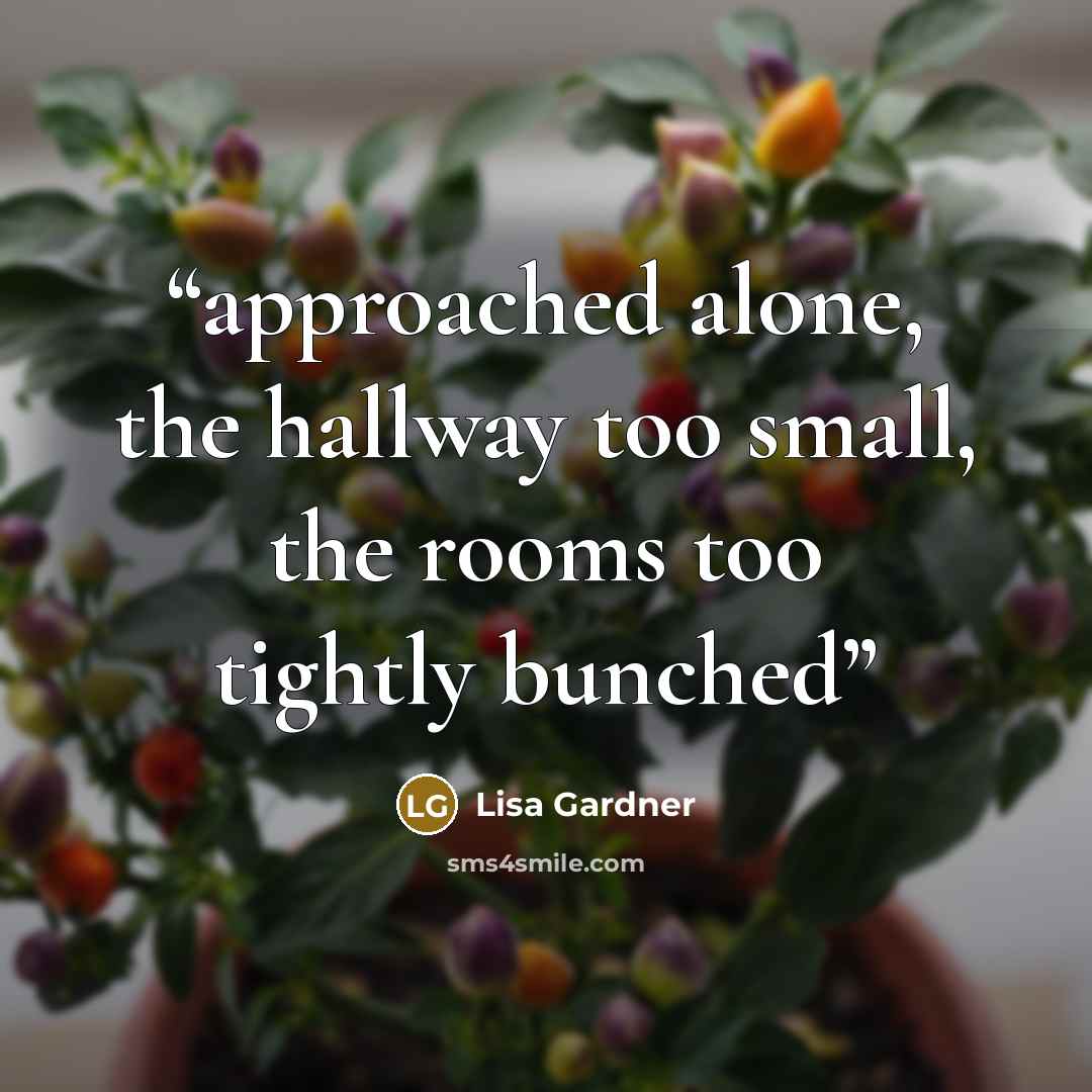 “approached alone, the hallway too small, the rooms too tightly bunched” quote by Lisa Gardner