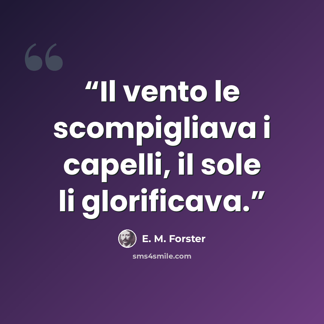 “Il vento le scompigliava i capelli, il sole li glorificava.” quote by E. M. Forster