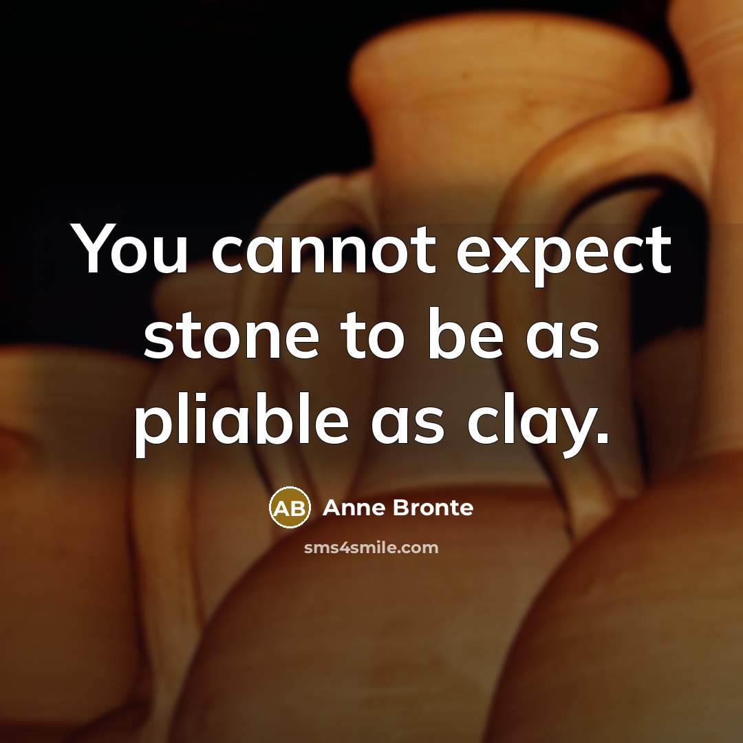 “You cannot expect stone to be as pliable as clay.” quote by Anne Bronte