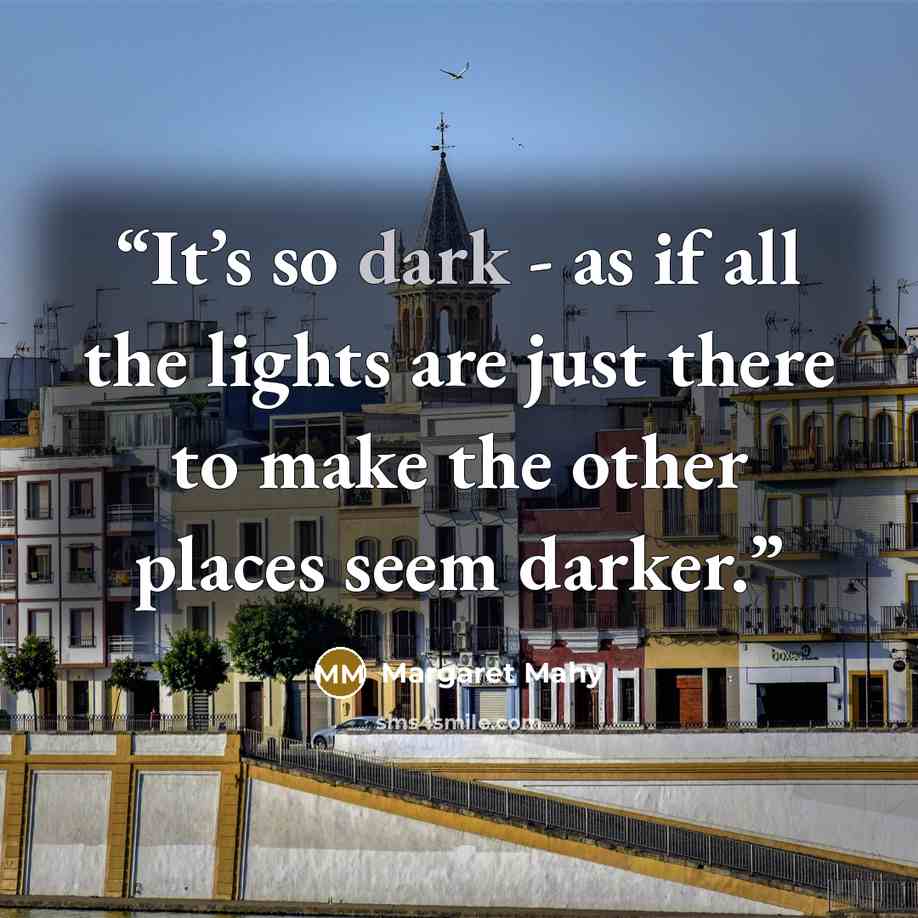 “It’s so dark - as if all the lights are just there to make the other places seem darker.” quote by Margaret Mahy