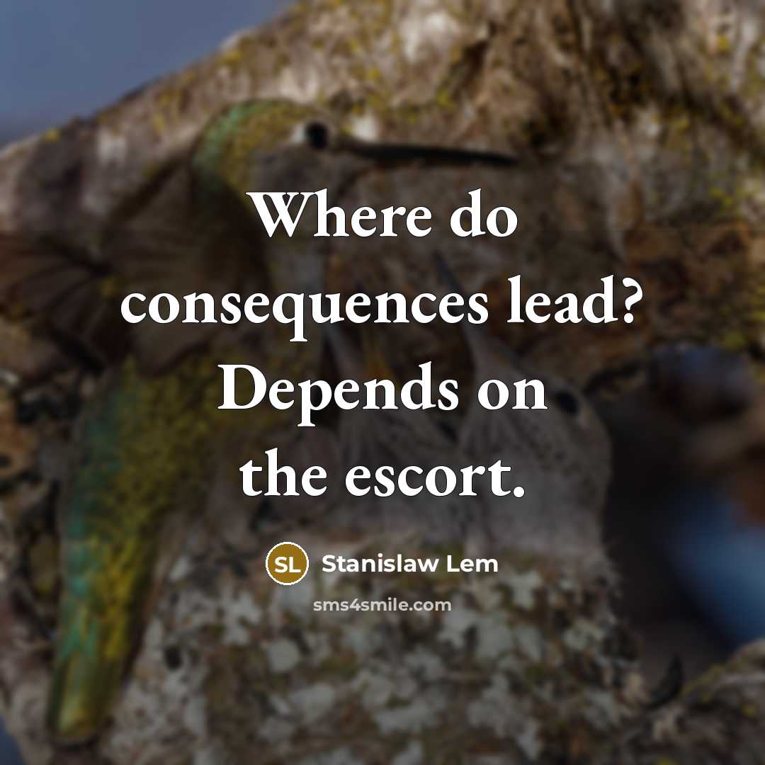 “Where do consequences lead? Depends on the escort.” quote by Stanislaw Lem