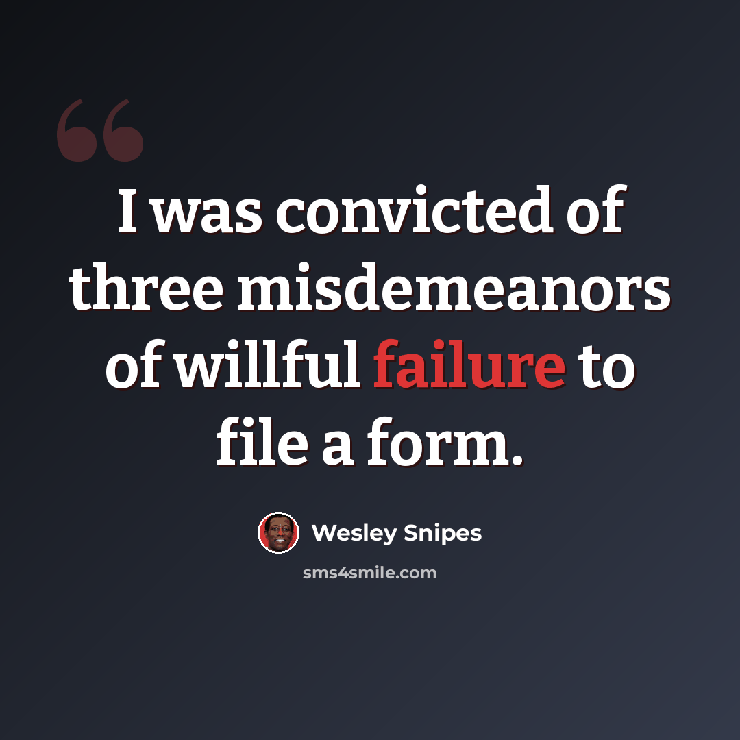 “I was convicted of three misdemeanors of willful failure to file a form.” quote by Wesley Snipes
