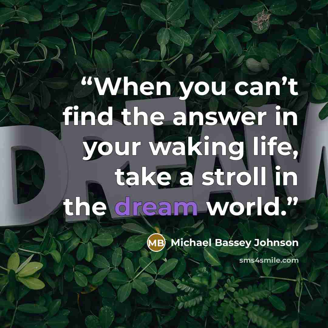 “When you can’t find the answer in your waking life, take a stroll in the dream world.” quote by Michael Bassey Johnson