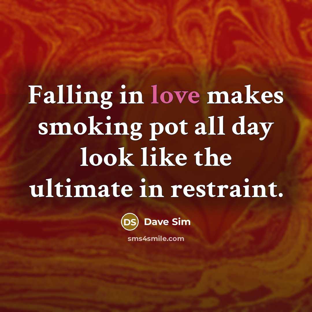 “Falling in love makes smoking pot all day look like the ultimate in restraint.” quote by Dave Sim