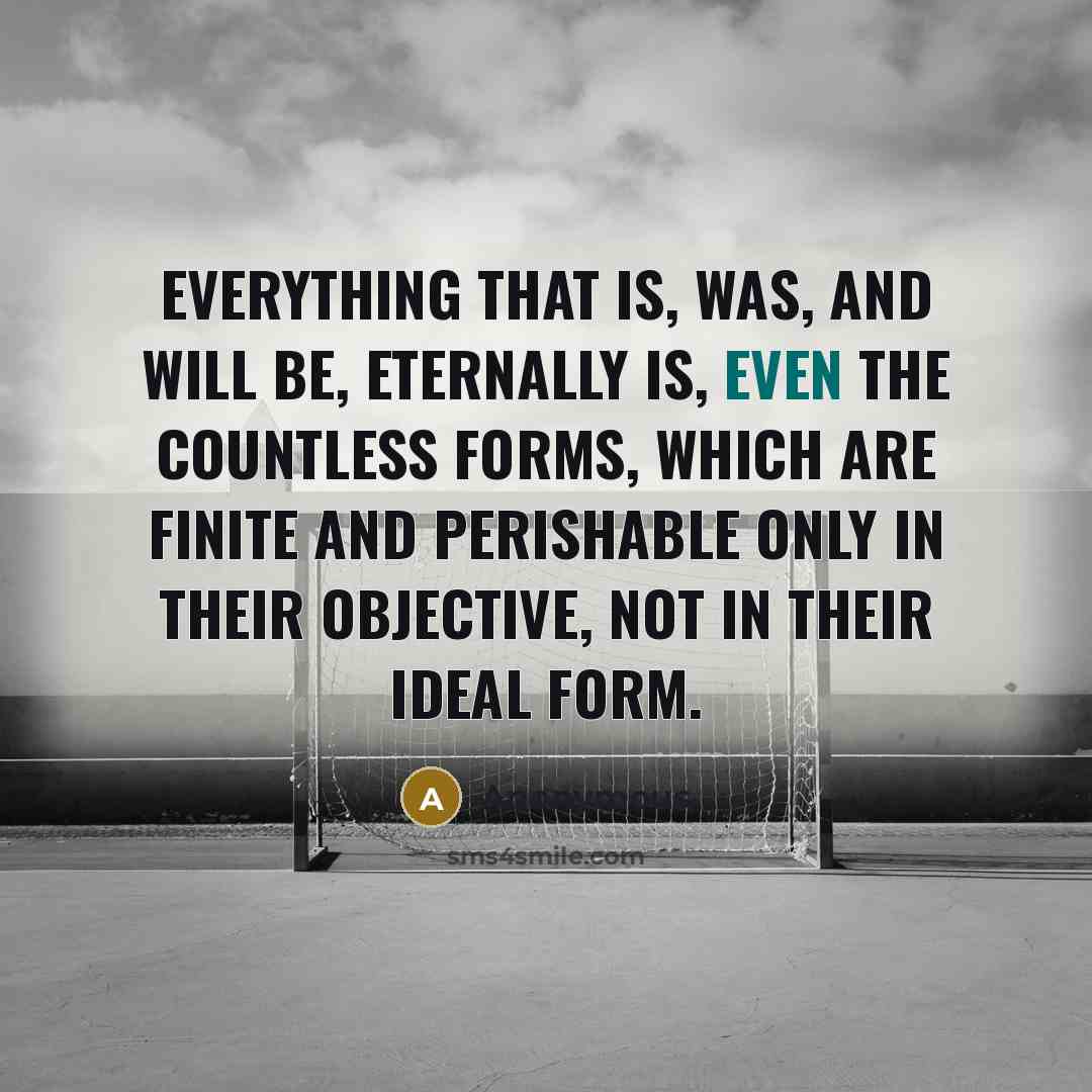 “Everything that is, was, and will be, eternally IS, even the countless forms, which are finite and perishable only in their objective, not in their ideal Form.” quote by Anonymous