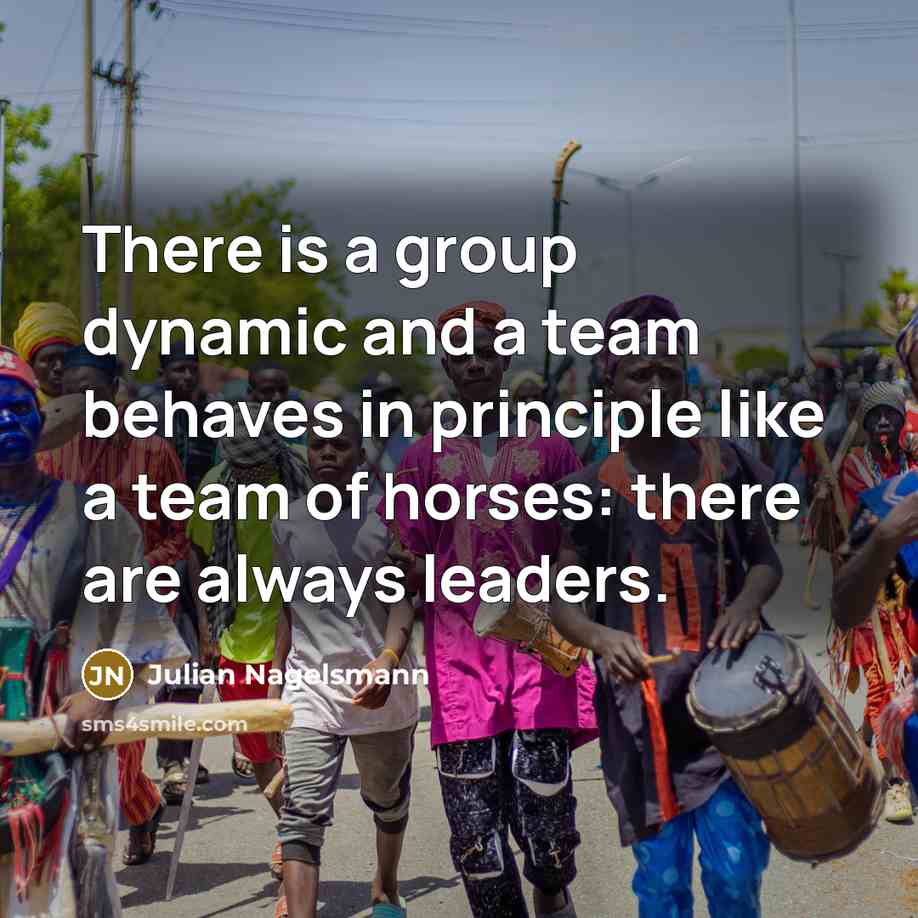 “There is a group dynamic and a team behaves in principle like a team of horses: there are always leaders.” quote by Julian Nagelsmann