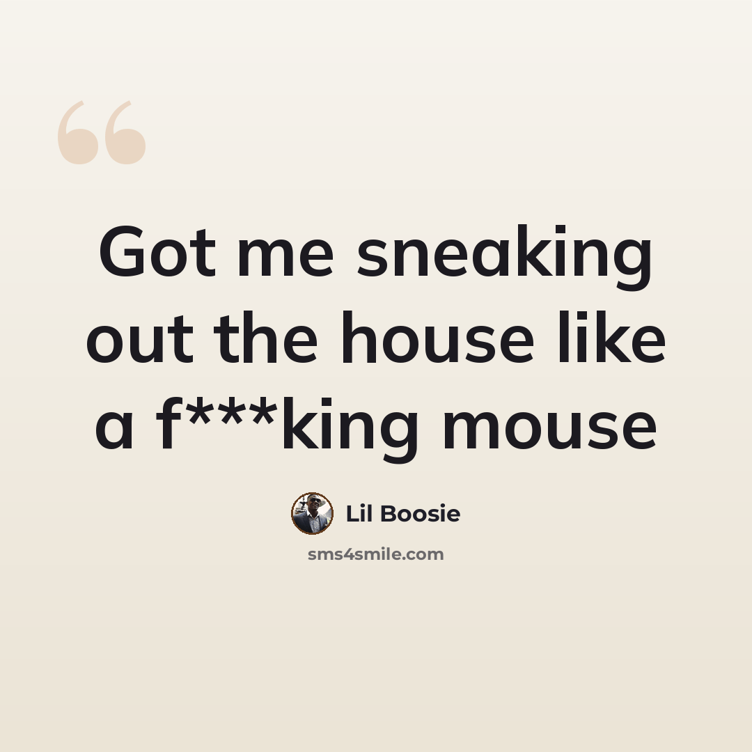 “Got me sneaking out the house like a f***king mouse” quote by Lil Boosie