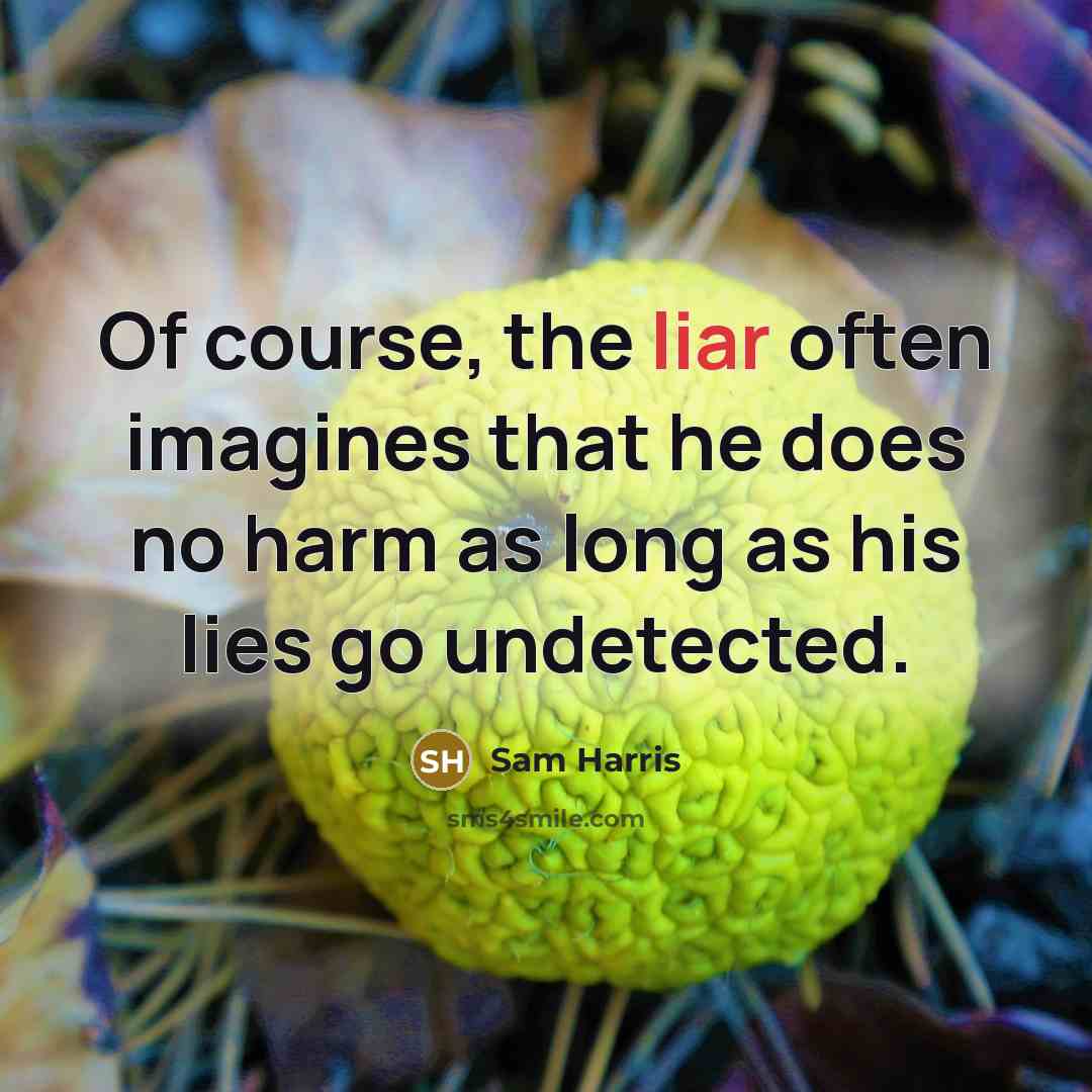 “Of course, the liar often imagines that he does no harm as long as his lies go undetected.” quote by Sam Harris