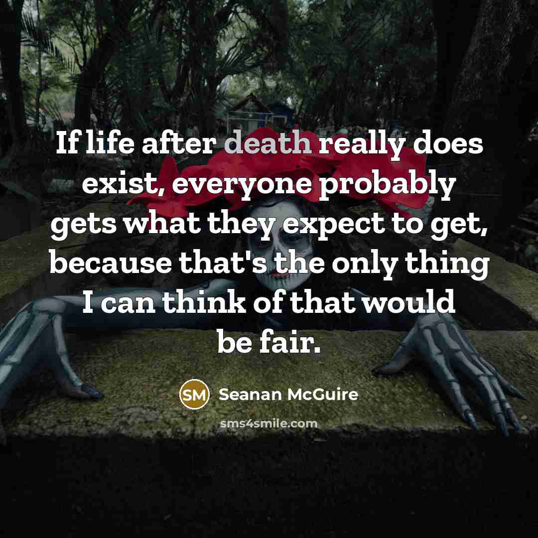“If life after death really does exist, everyone probably gets what they expect to get, because that's the only thing I can think of that would be fair.” quote by Seanan McGuire