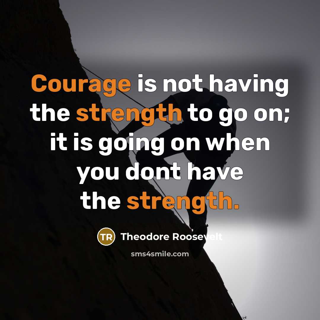 “Courage is not having the strength to go on; it is going on when you dont have the strength.” quote by Theodore Roosevelt