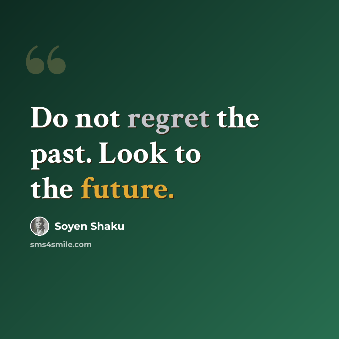 “Do not regret the past. Look to the future.” quote by Soyen Shaku