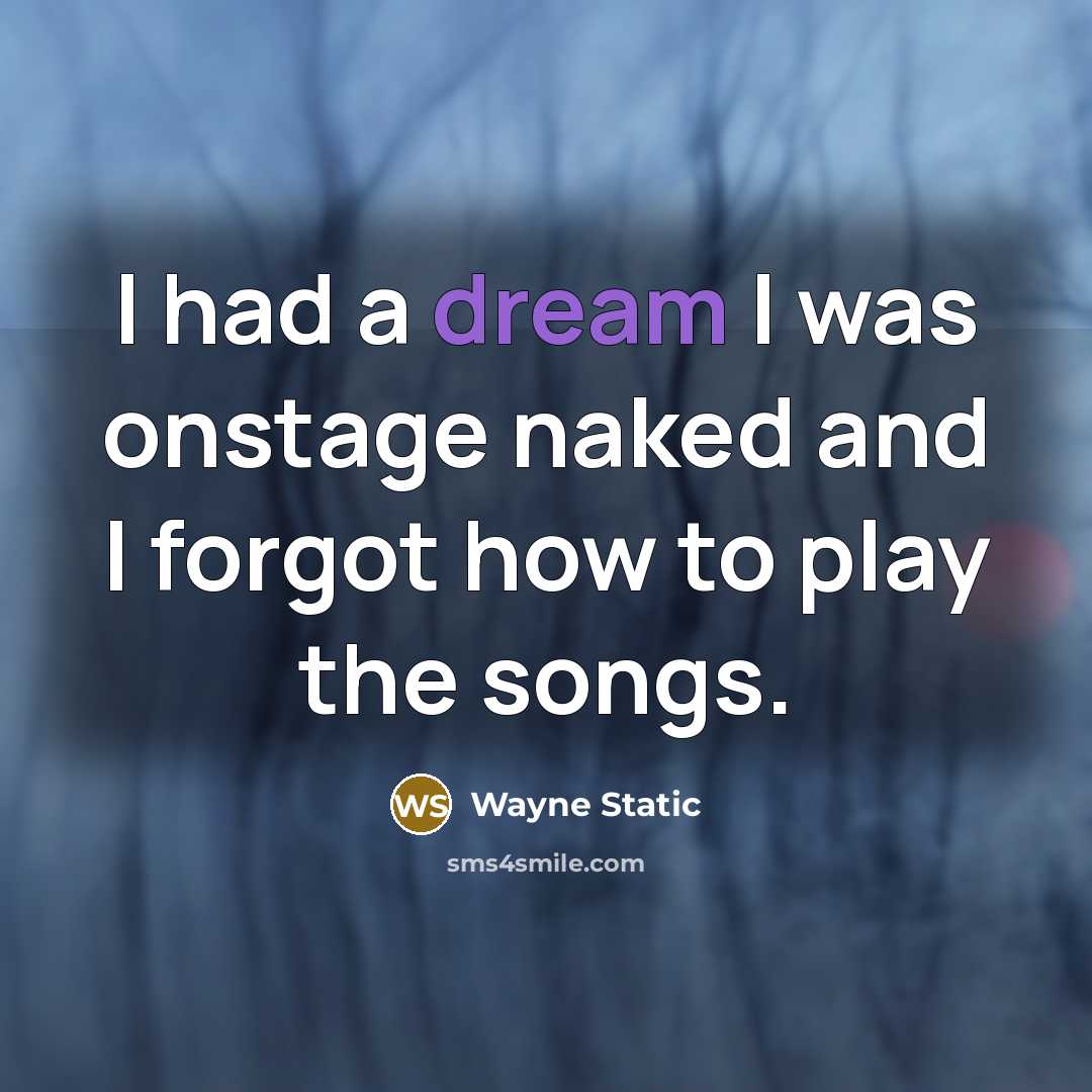 “I had a dream I was onstage naked and I forgot how to play the songs.” quote by Wayne Static