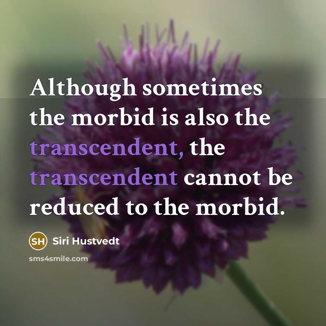 “Although sometimes the morbid is also the transcendent, the transcendent cannot be reduced to the morbid.” quote by Siri Hustvedt