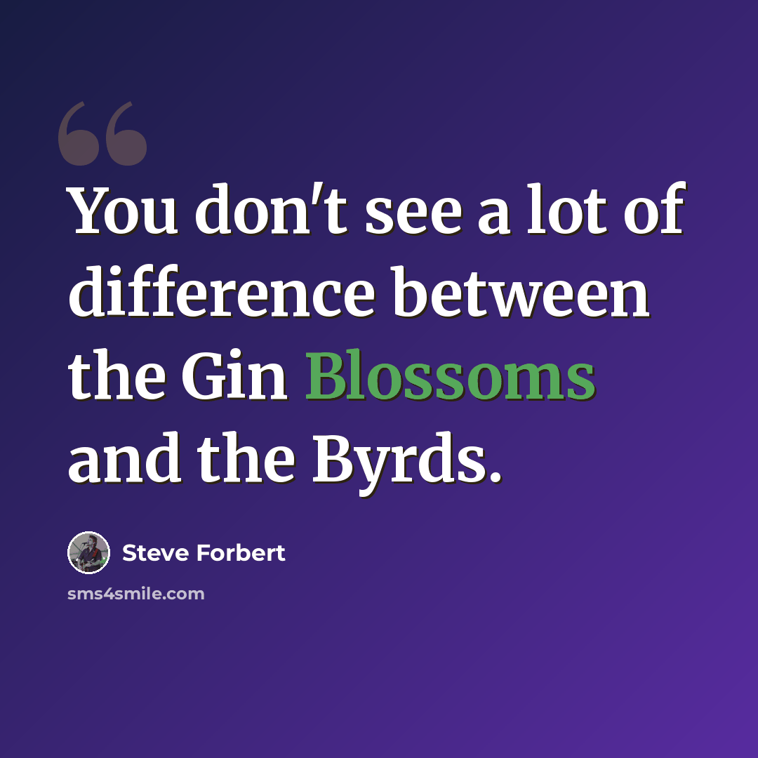 “You don't see a lot of difference between the Gin Blossoms and the Byrds.” quote by Steve Forbert