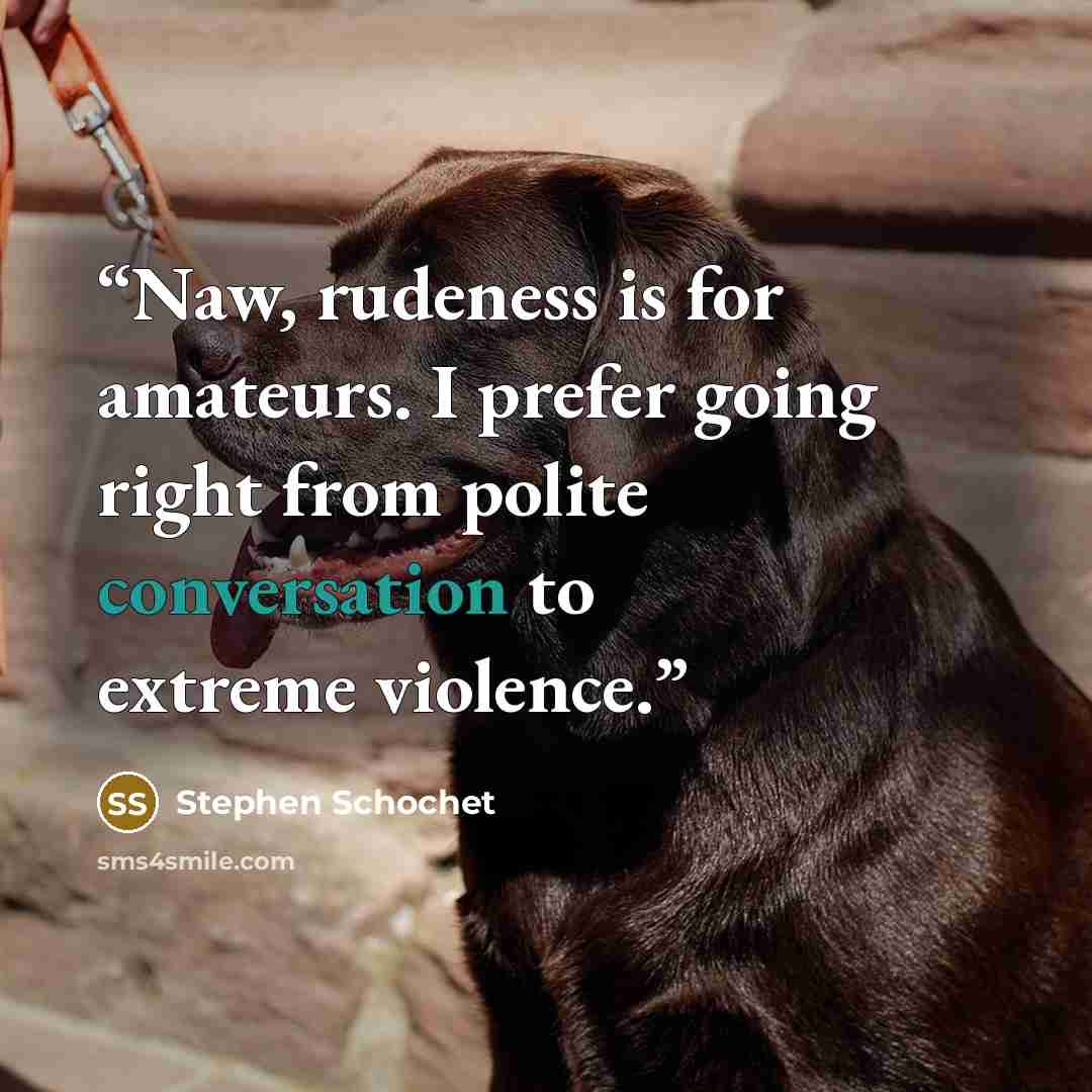 “Naw, rudeness is for amateurs. I prefer going right from polite conversation to extreme violence.” quote by Stephen Schochet
