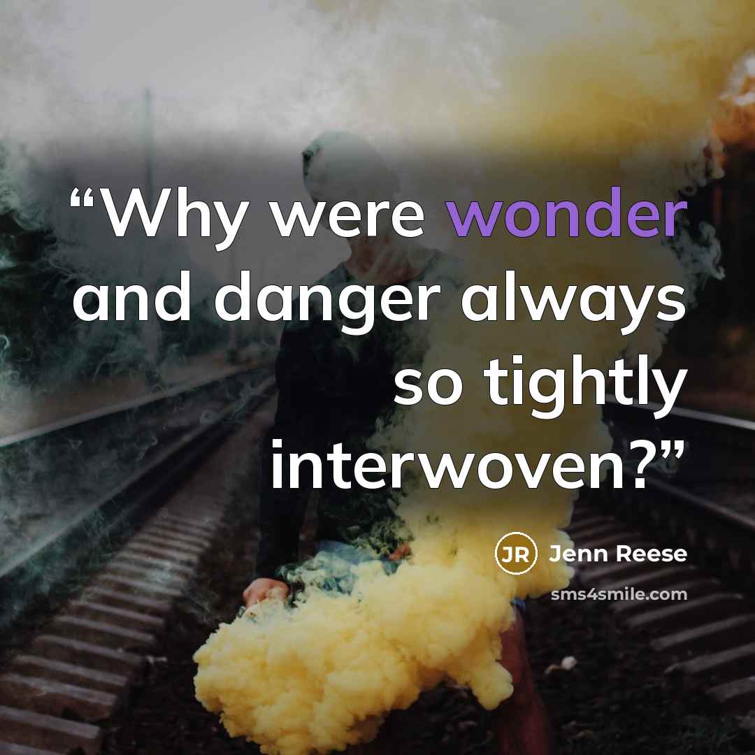“Why were wonder and danger always so tightly interwoven?” quote by Jenn Reese