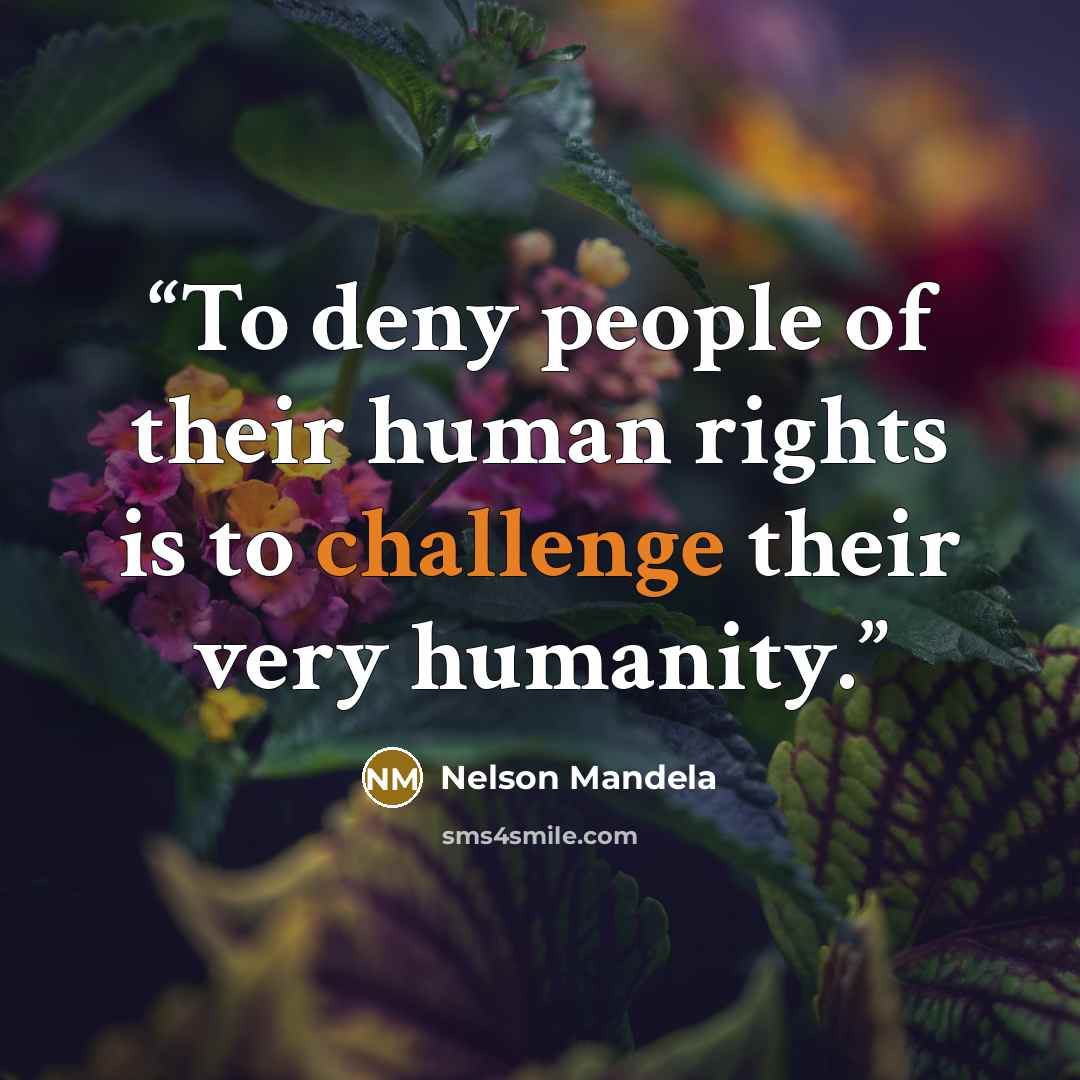 “To deny people of their human rights is to challenge their very humanity.” quote by Nelson Mandela