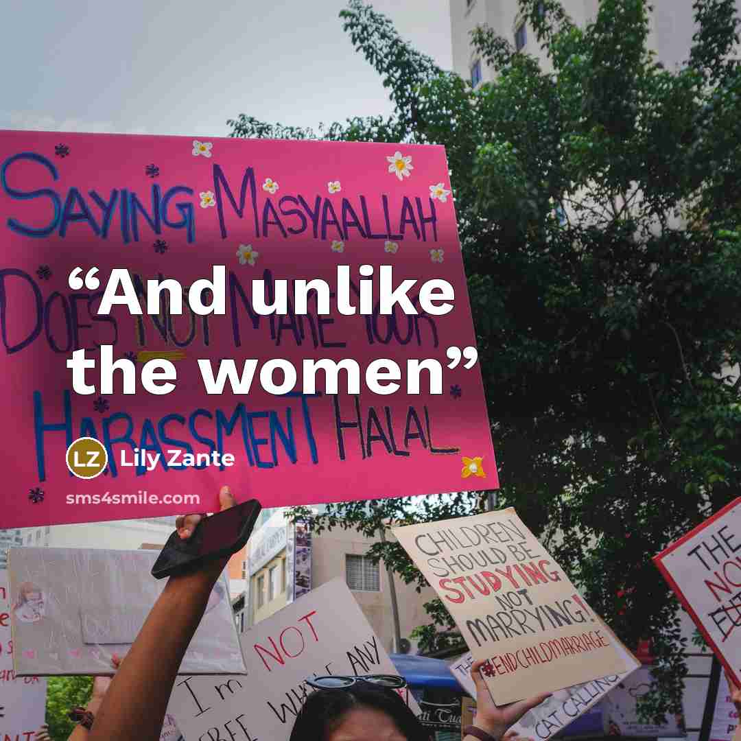 “And unlike the women” quote by Lily Zante