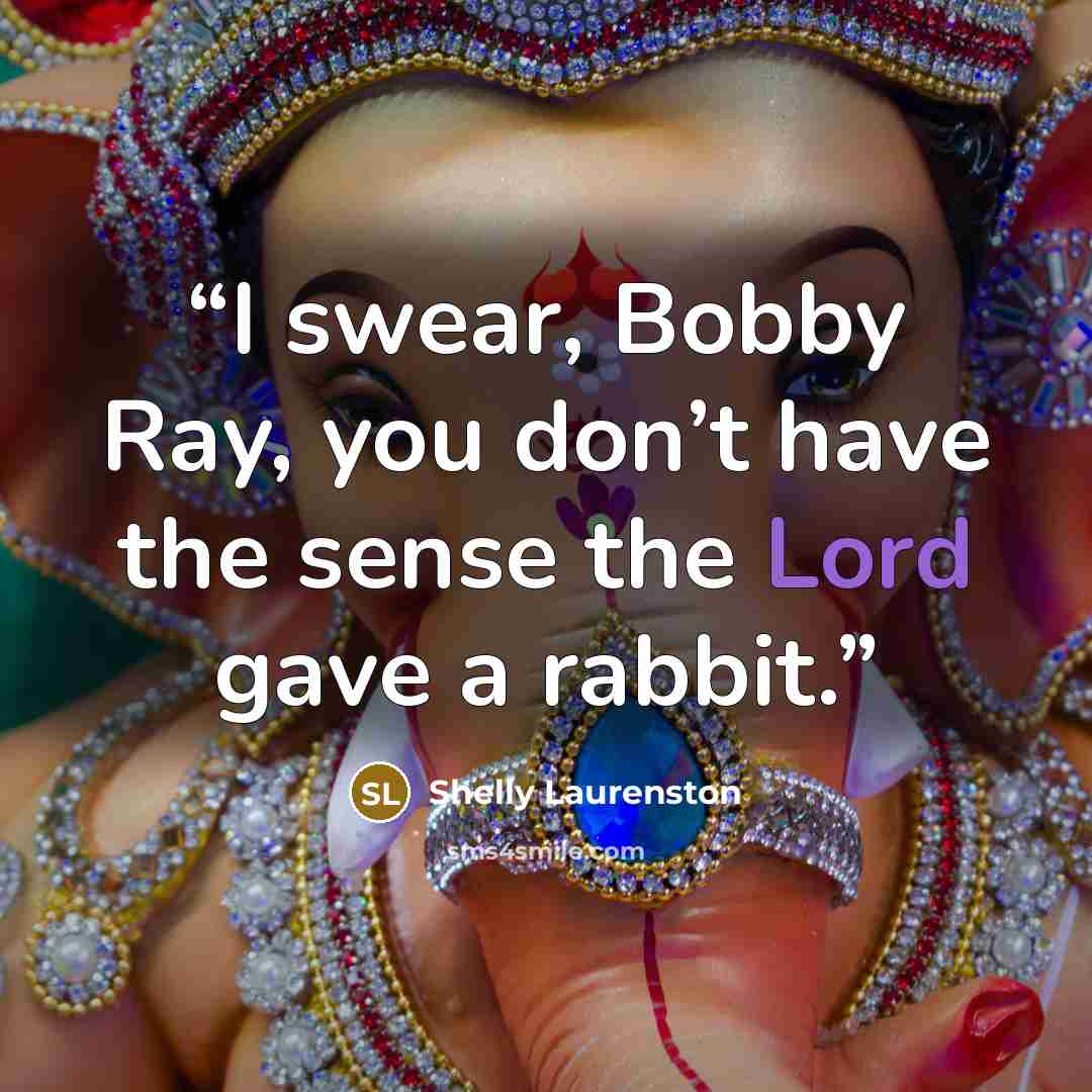 “I swear, Bobby Ray, you don’t have the sense the Lord gave a rabbit.” quote by Shelly Laurenston