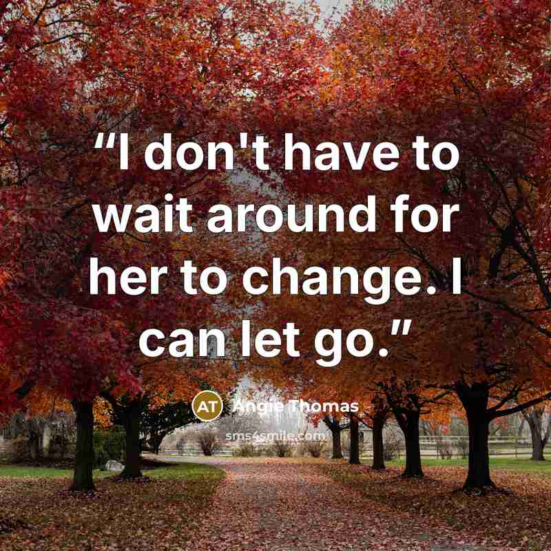 “I don't have to wait around for her to change. I can let go.” quote by Angie Thomas