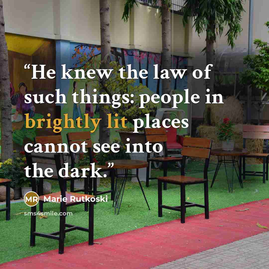 “He knew the law of such things: people in brightly lit places cannot see into the dark.” quote by Marie Rutkoski