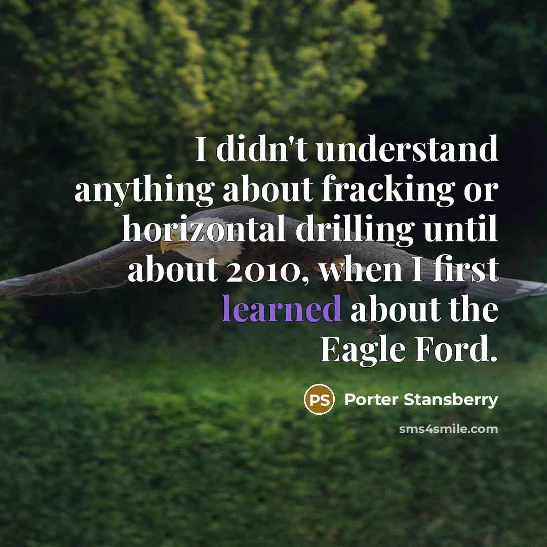 “I didn't understand anything about fracking or horizontal drilling until about 2010, when I first learned about the Eagle Ford.” quote by Porter Stansberry