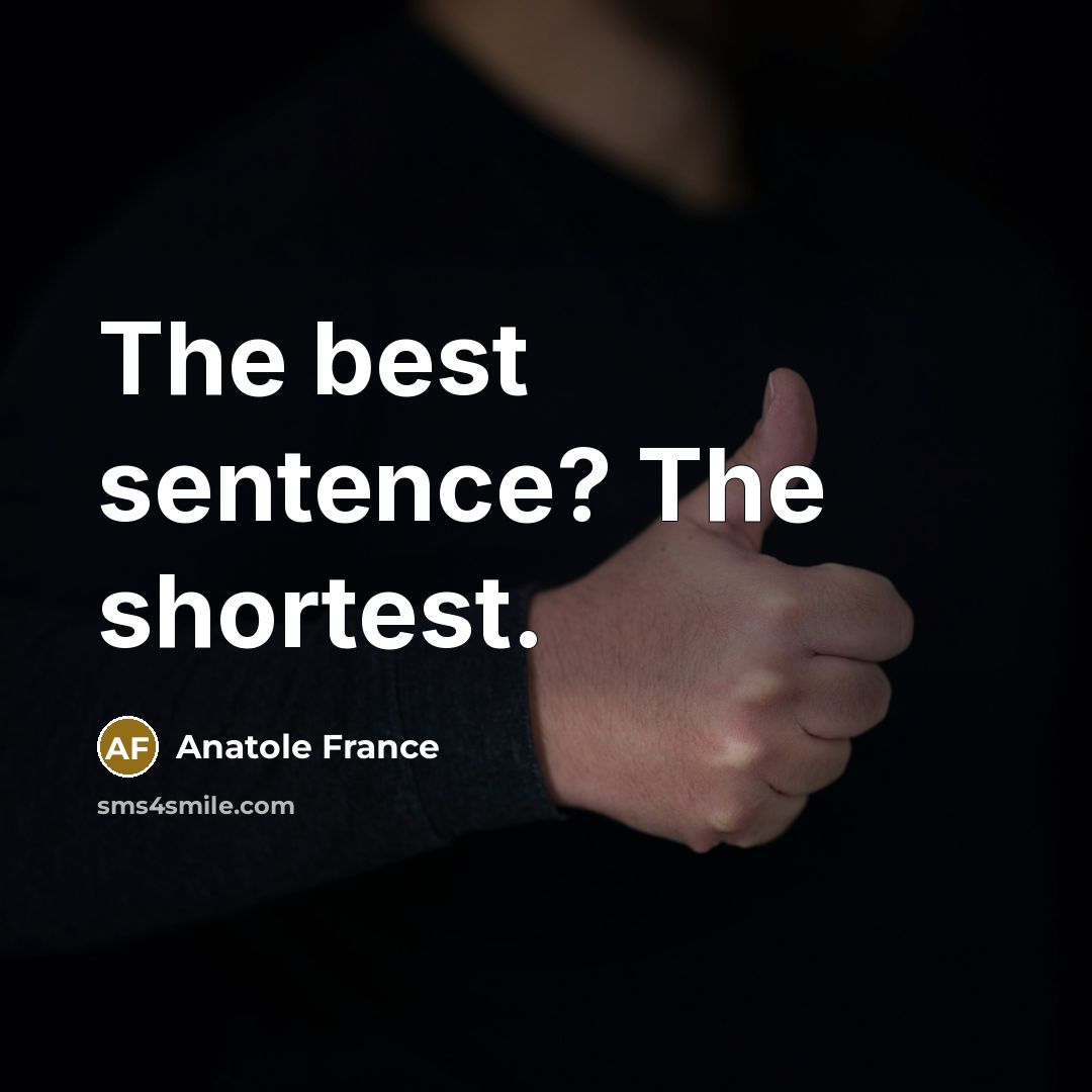 “The best sentence? The shortest.” quote by Anatole France