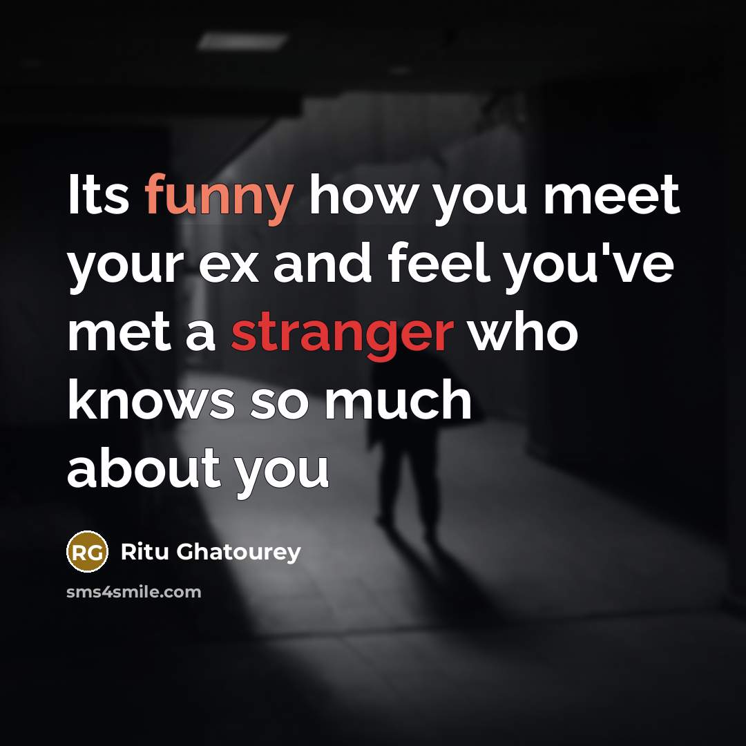 “Its funny how you meet your ex and feel you've met a stranger who knows so much about you” quote by Ritu Ghatourey
