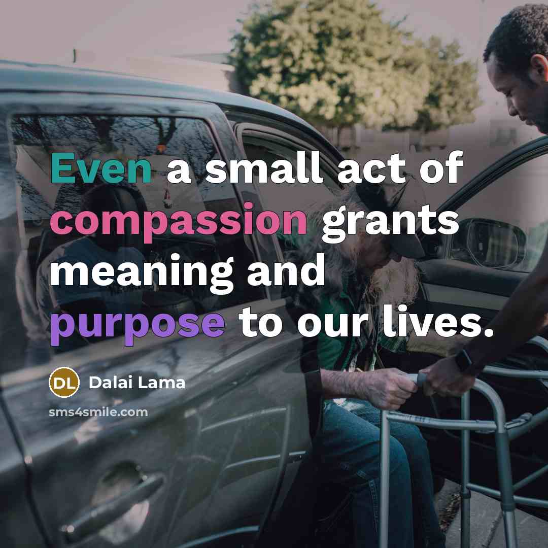 “Even a small act of compassion grants meaning and purpose to our lives.” quote by Dalai Lama