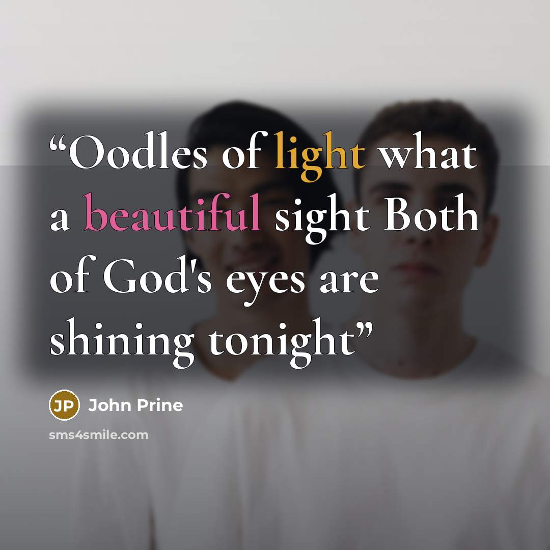 “Oodles of light what a beautiful sight Both of God's eyes are shining tonight” quote by John Prine