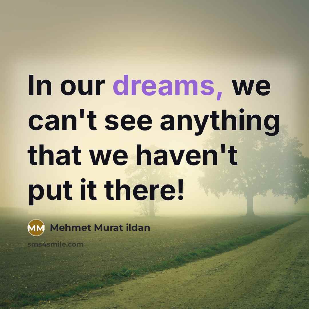 “In our dreams, we can't see anything that we haven't put it there!” quote by Mehmet Murat Ildan