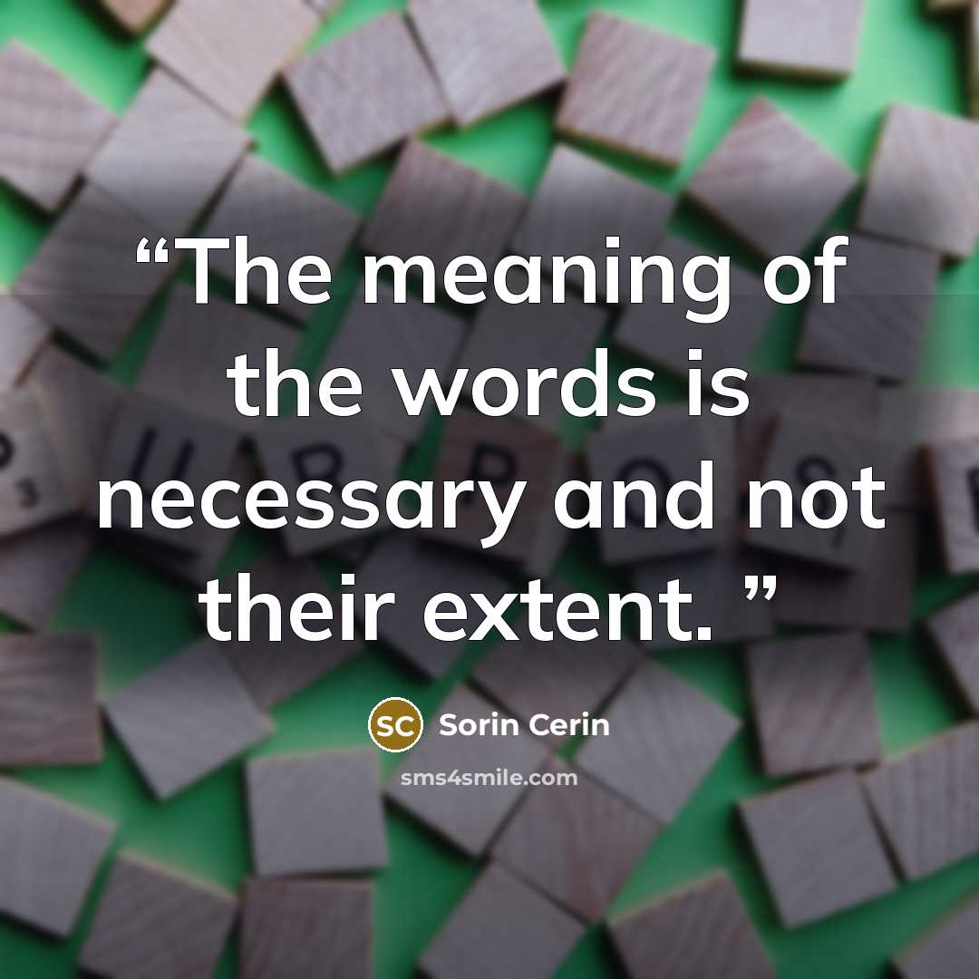 “The meaning of the words is necessary and not their extent.” quote by Sorin Cerin