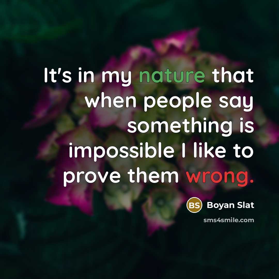 “It's in my nature that when people say something is impossible I like to prove them wrong.” quote by Boyan Slat