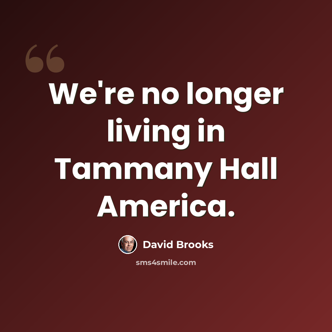 “We're no longer living in Tammany Hall America.” quote by David Brooks
