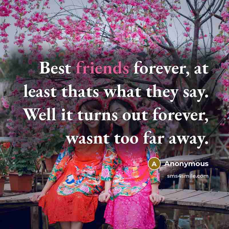 “Best friends forever, at least thats what they say. Well it turns out forever, wasnt too far away.” quote by Anonymous