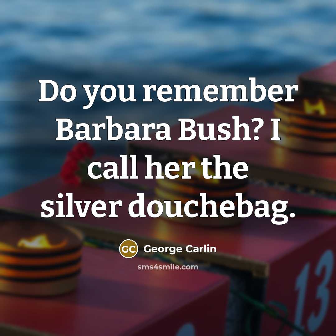 “Do you remember Barbara Bush? I call her the silver douchebag.” quote by George Carlin